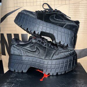 NEW Nike Air Jordan 1 Low Brooklyn Low Black Pony Hair IB7210-006 Women Sz 6